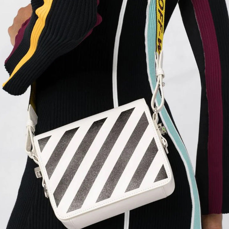 (WMNS) Off-White Diag Logo-plaque Shoulder Bag 'White Black' OWNN018F21LEA0030110