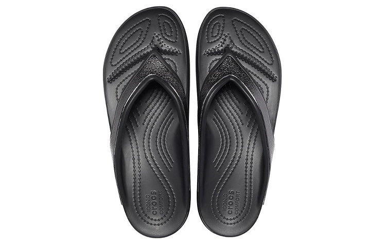 (WMNS) Crocs Thick Sole Black Slippers 206919-001