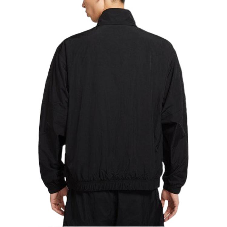 Men's Nike Lab Track Stand Collar Solid Color Logo Casual Jacket Black DB9391-010