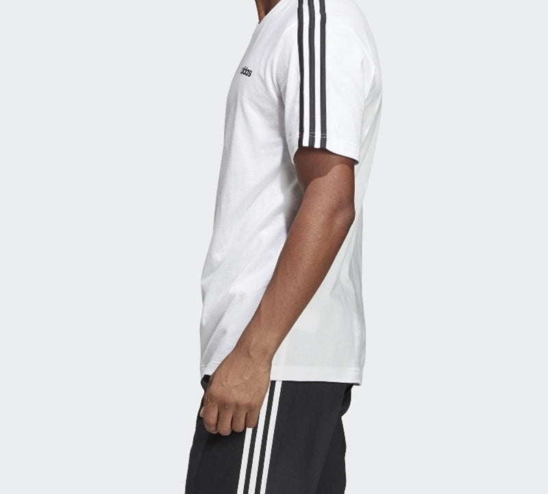 adidas E 3S Tee Classic Stripe Training Sports Round Neck Short Sleeve White DU0441