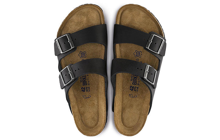 Birkenstock Arizona Oiled Nubuck Leather Sandals 'Black' 752481