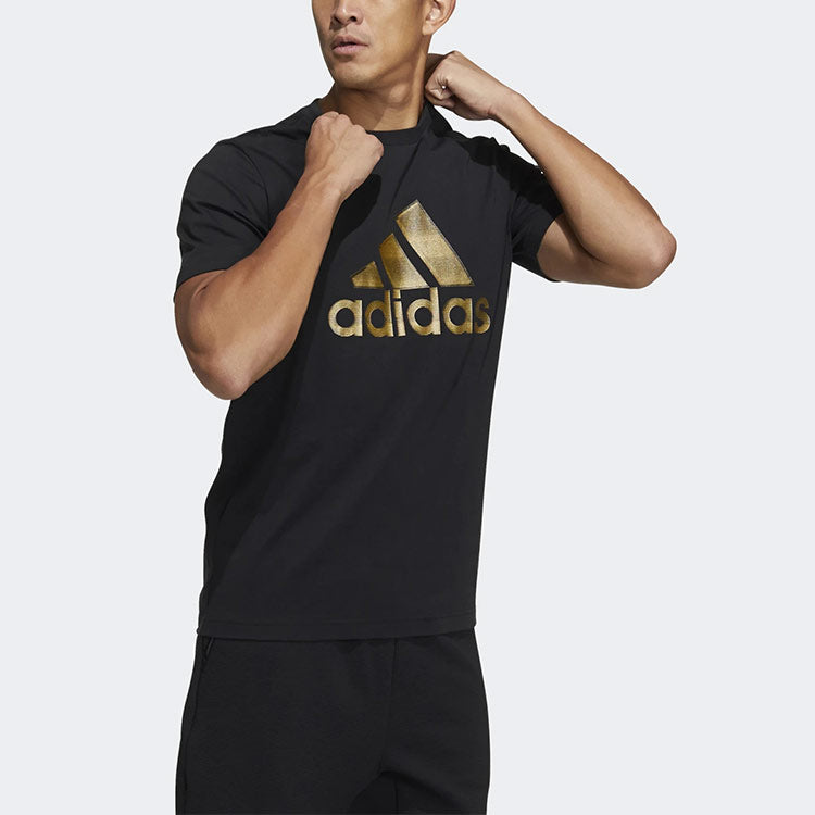 adidas Logo Printing Sports Round Neck Short Sleeve Black GP0969