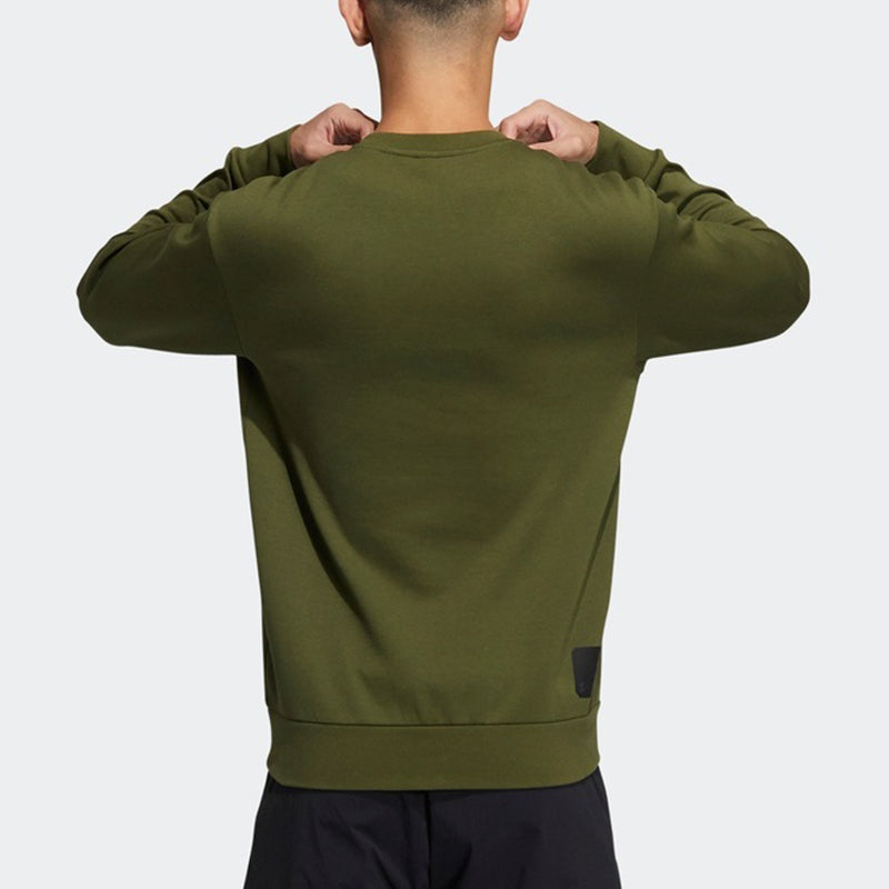 adidas Wj Swt Logo Printing Sports Round Neck Pullover Green GP0919