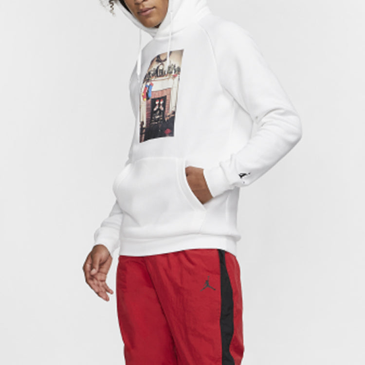 Air Jordan Jumpman Chimney Printing Fleece Stay Warm Pullover White CT4886-100