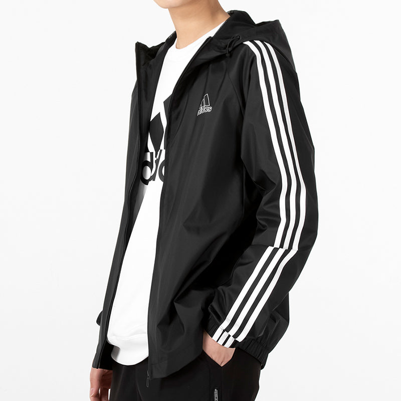 Men's adidas 3s Wb Casual Sports Woven Hooded Jacket Autumn Black HE4322