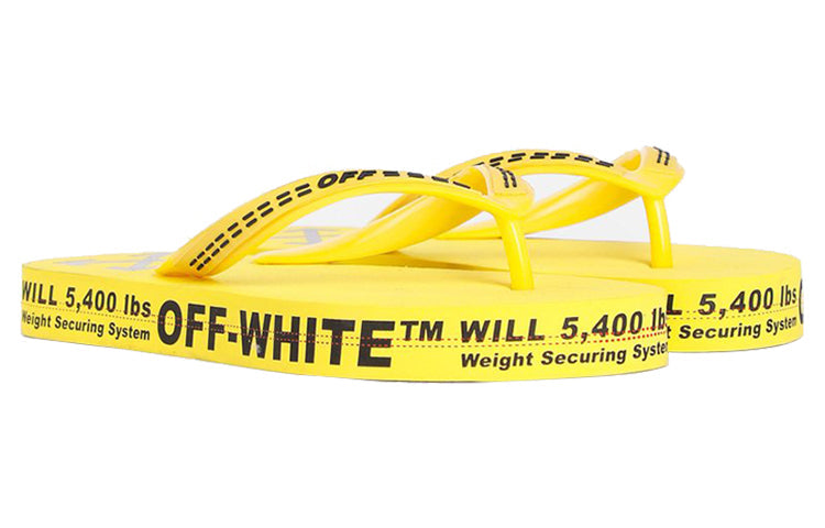 Off-White Logo Typographic Flip Flop Fashion Yellow Slippers OMIA131R20D270016000