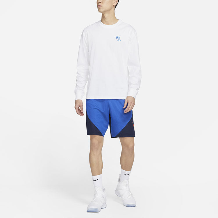 Nike Lebron Embroidered Pattern Round Neck Long Sleeves Basketball White DB6187-100