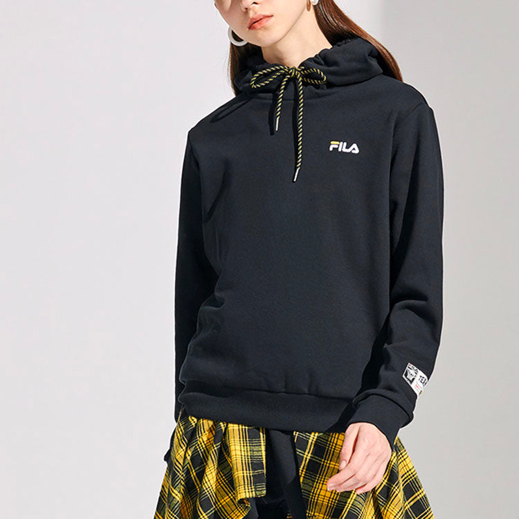 (WMNS) Fila FUSION Casual Printing hooded Pullover Knit Hoodie Black T11W115203F-BK
