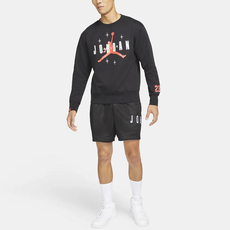 Men's Air Jordan Athleisure Casual Sports Round Neck Pullover Black DO9153-010