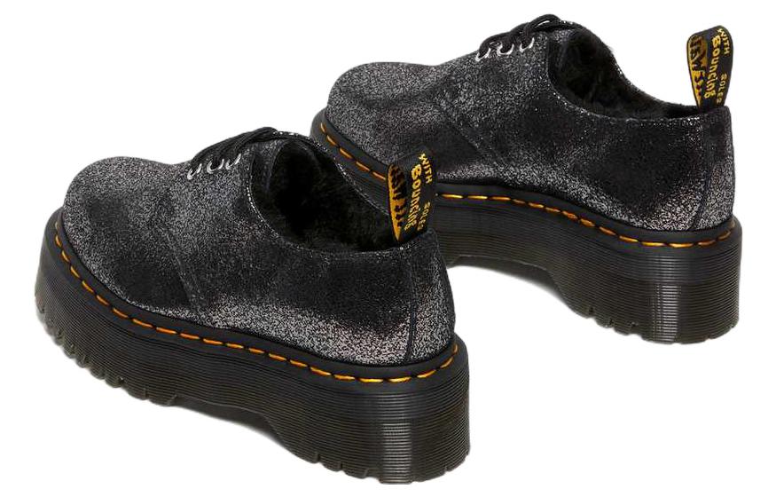 Dr. Martens 1461 Faux Fur-Lined Metallic Leather Platform Shoes 'Black' 27957012