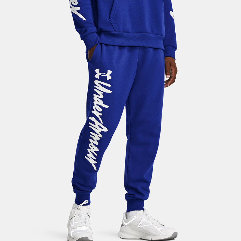 Under Armour Rival Fleece Graphic Pants 'Blue' 1379776-400