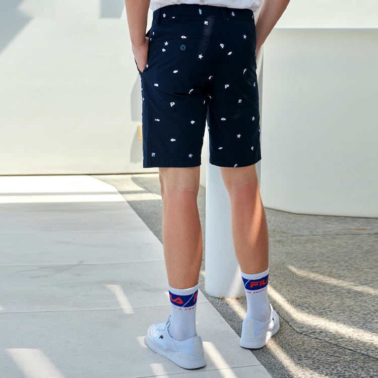 FILA Loose Full Print Casual Sports Shorts Blue F61M028860F-BK