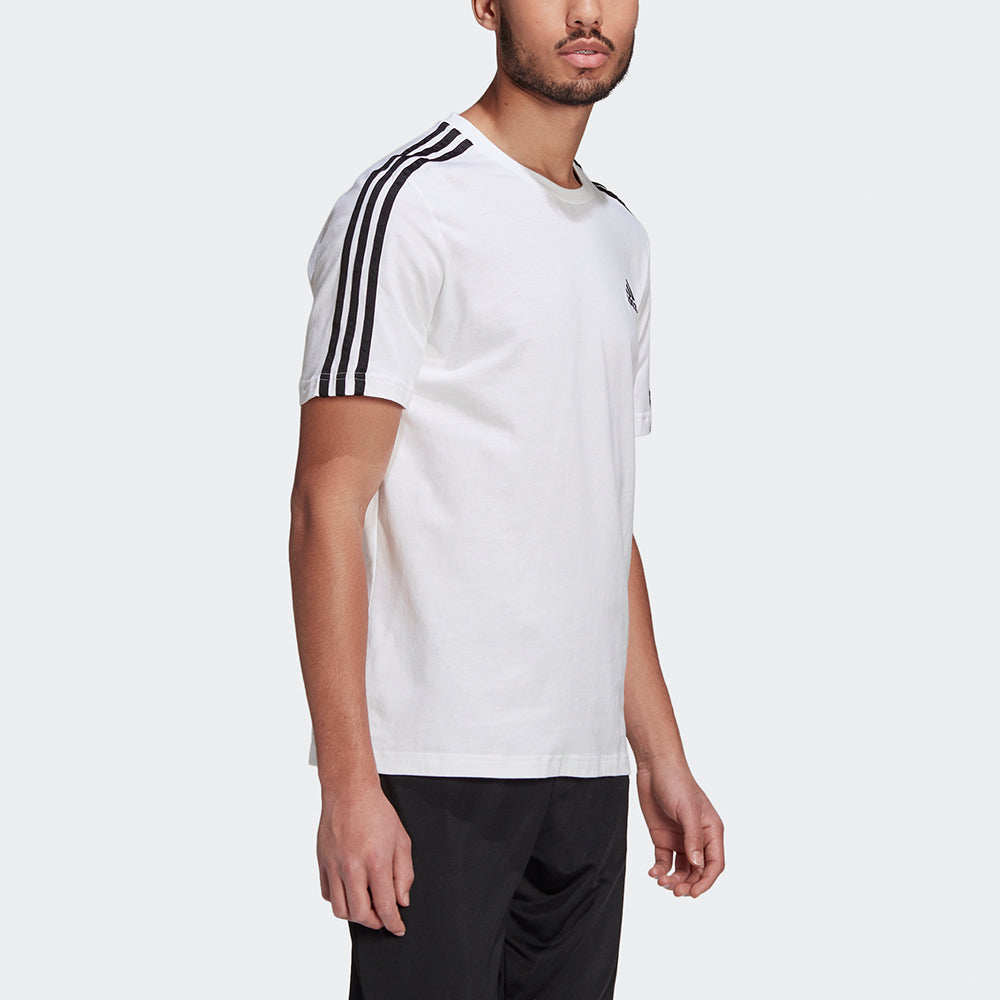 adidas M 3s Sj T Sports Training Stripe Round Neck Short Sleeve White GL3733