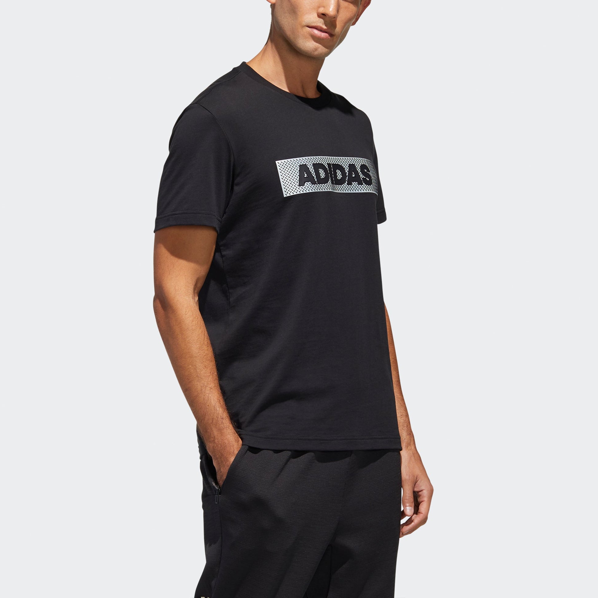 adidas M Gfx T Lng Box Logo Printing Sports Round Neck Short Sleeve Black GJ5112