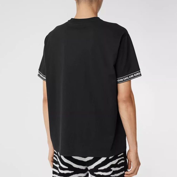 Men's Burberry Cuff Logo Label Printing Short Sleeve Black 80262241