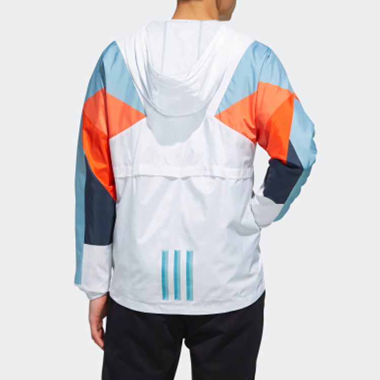 adidas neo hooded Zipper Windproof Jacket White / Blue DW8109