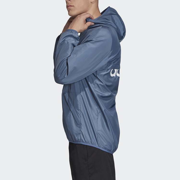 adidas Casual Sports hooded Windproof Woven Jacket Blue EI5587