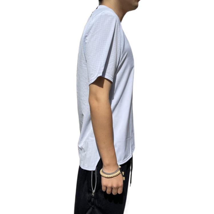 Men's Nike Solid Color Plaid Round Neck Pullover Breathable Short Sleeve Blue T-Shirt DN4483-057