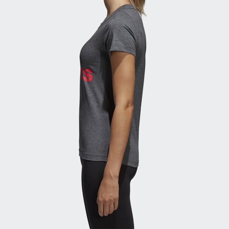 (WMNS) adidas Classic Large logo Printing Short Sleeve Gray CF8819