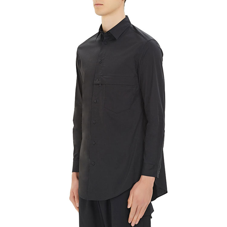 Men's Y-3 SS21 Solid Color Casual Long Sleeves Shirt Black GV4221