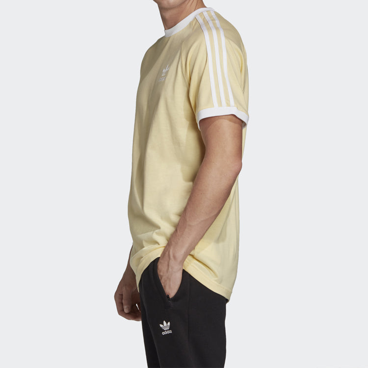 adidas originals 3-Stripes Tee Casual Round Neck Loose Logo Stripe Short Sleeve Yellow FM3777