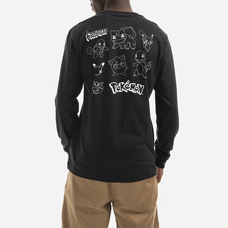 Converse x POKEMON Crossover Cartoon Printing Sports Round Neck Long Sleeves Couple Style Black 10023900-001