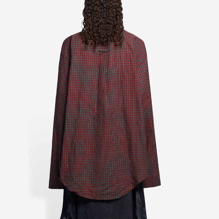 Balenciaga SS21 Oversize Plaid Long-Sleeved Shirt Brown 658806TKM366100