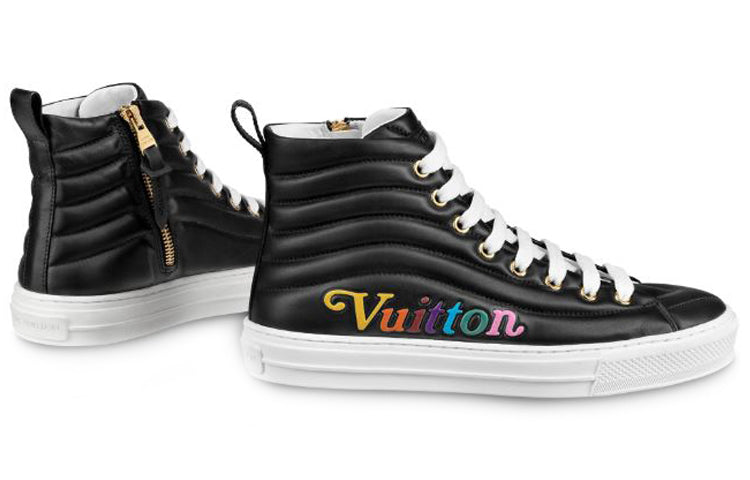(WMNS) LOUIS VUITTON LV Stellar Calfskin High-Top Sports Shoes Black 1A5C5Y