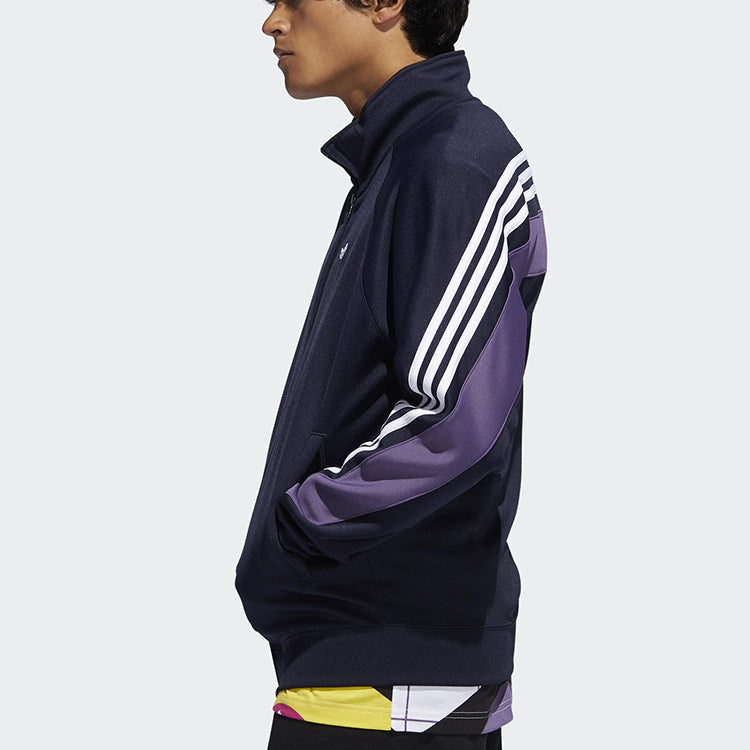 adidas originals Stand Collar Casual Sports Jacket Navy Blue FM1524