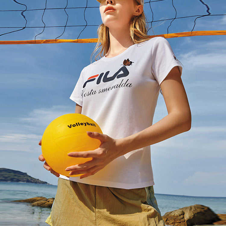 (WMNS) FILA Logo Alphabet Printing Short Sleeve White F11W028115F-WT
