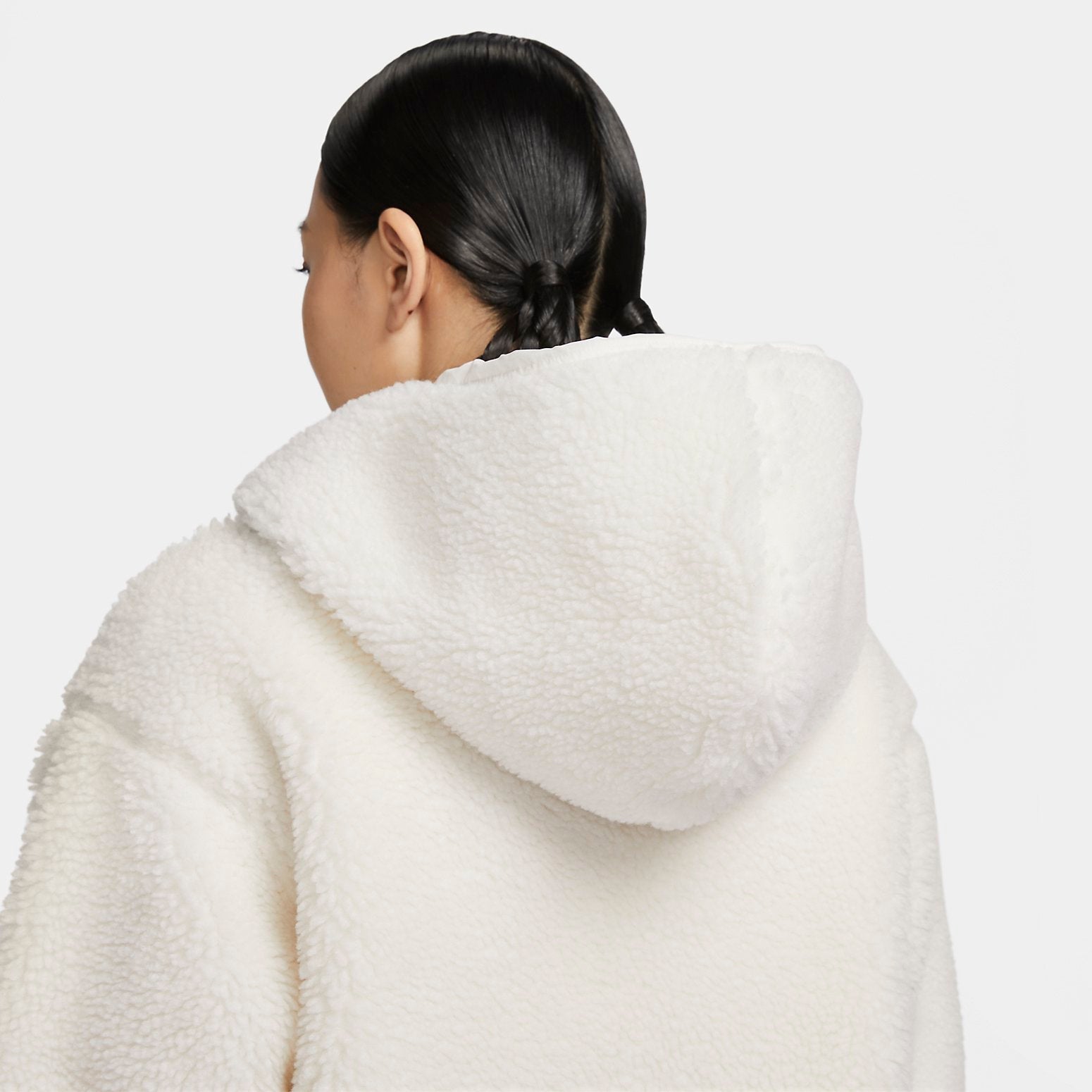 (WMNS) Nike Logo Sherpa Jacket 'White Yellow' FB8696-133