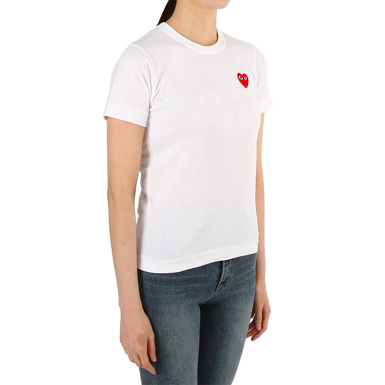 (WMNS) COMME des GARCONS PLAY CDG Play Chest Logo Tee 'White Red' AZ-T107-051-2