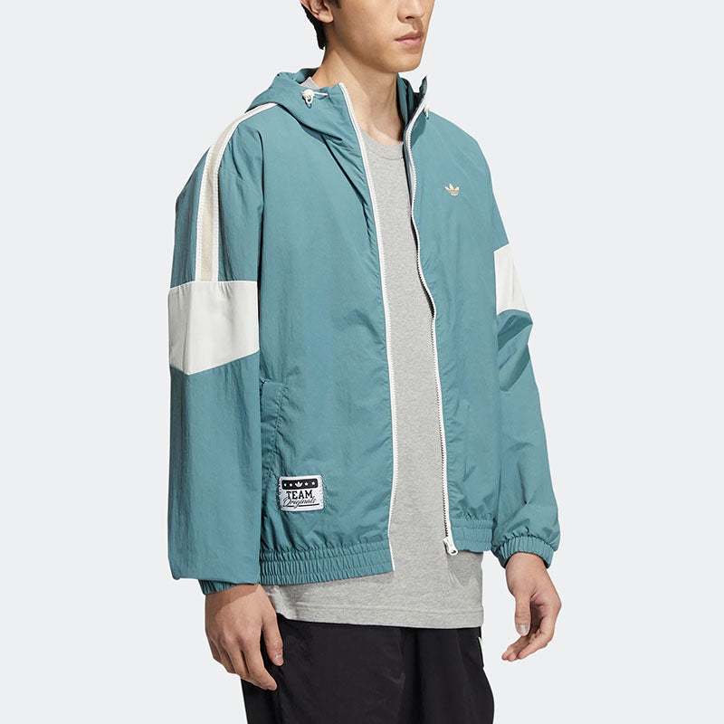 adidas originals Colorblock Logo Athleisure Casual Sports Hooded Jacket Autumn 'Green' HS1992