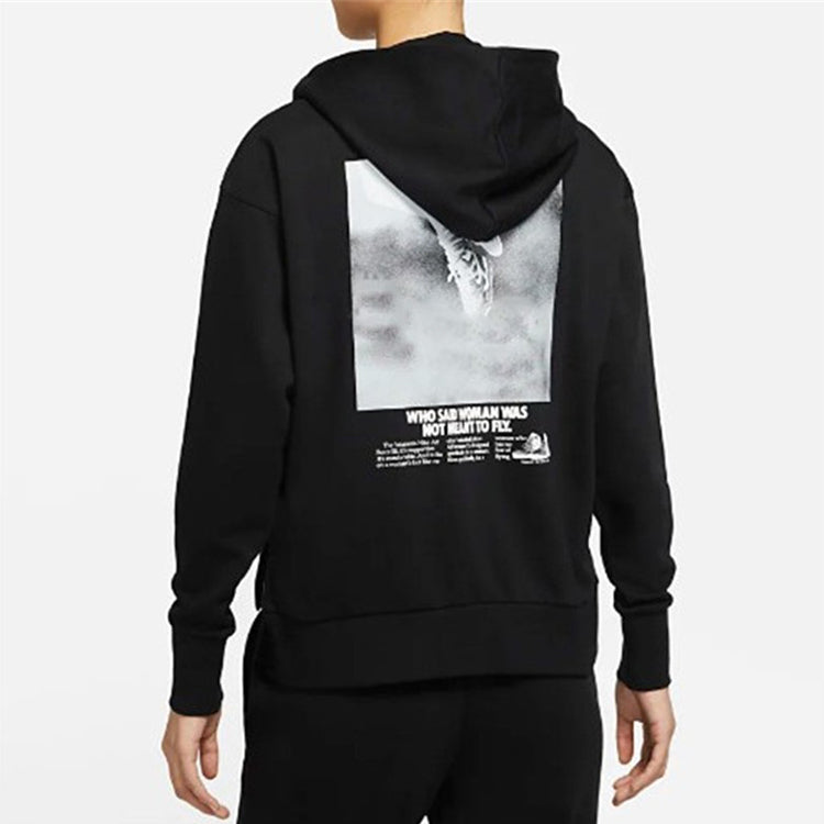 (WMNS) Nike Casual Sports Printing Basketball Hoodie Black CZ6601-010