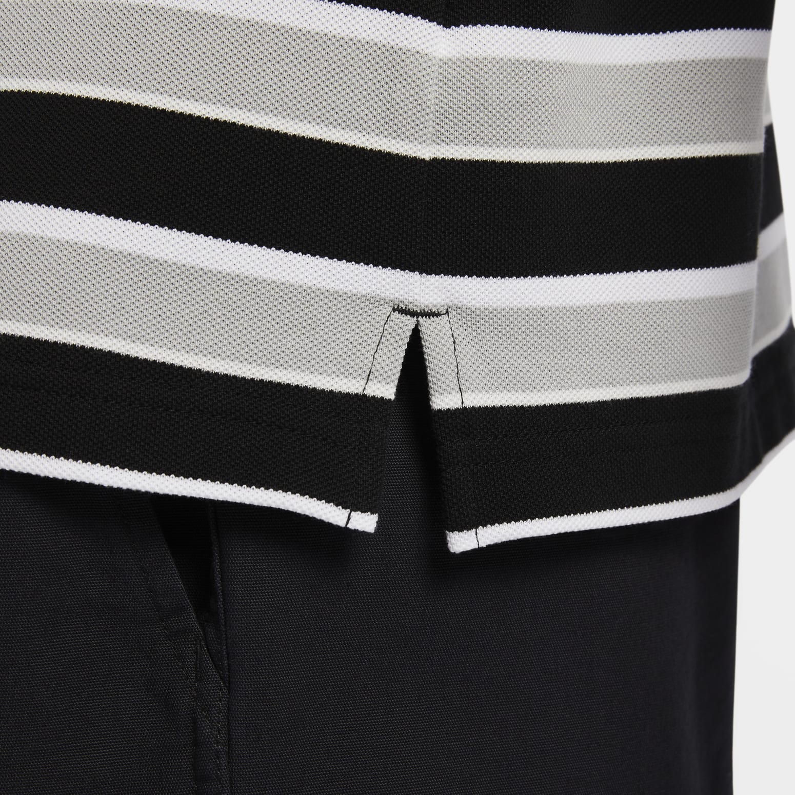 Nike Club Striped Polo Shirt 'Black Grey' FN3897-010