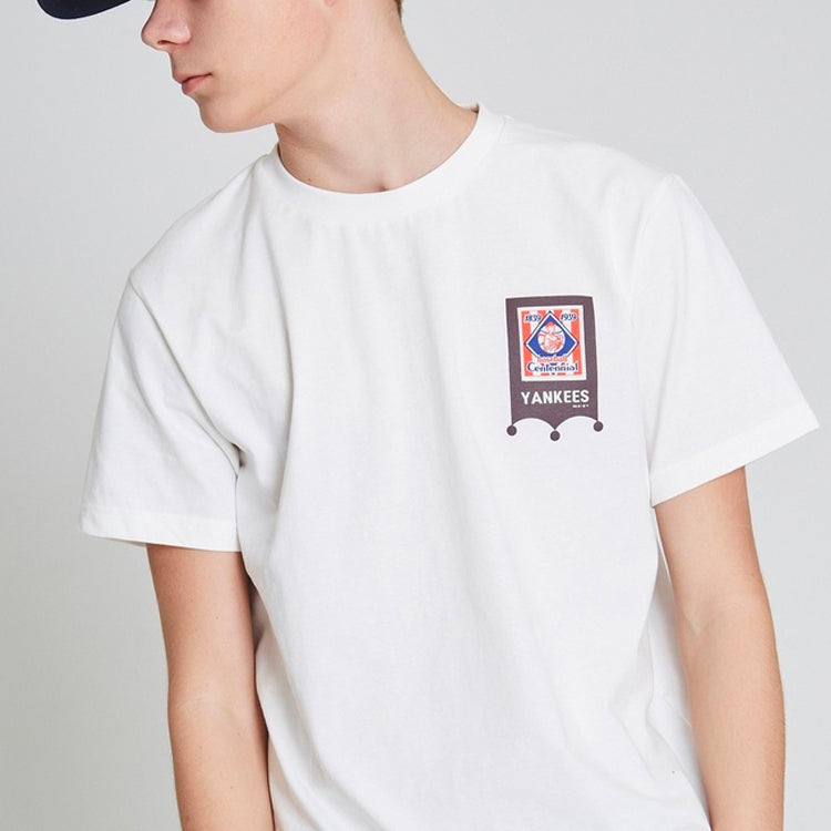 MLB Basic Small Printing Casual Sports Short Sleeve Unisex White 31TSD2931