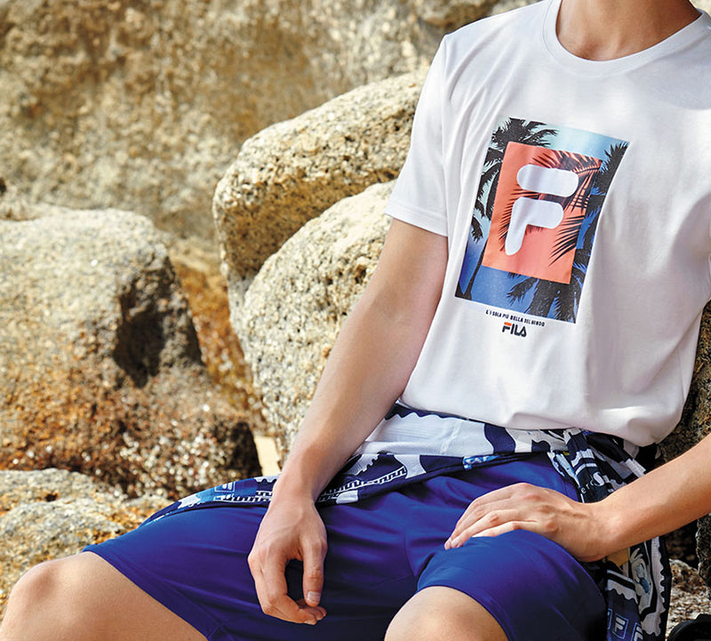Men's FILA Subject Printing Short Sleeve White T-Shirt F11M028139F-WT