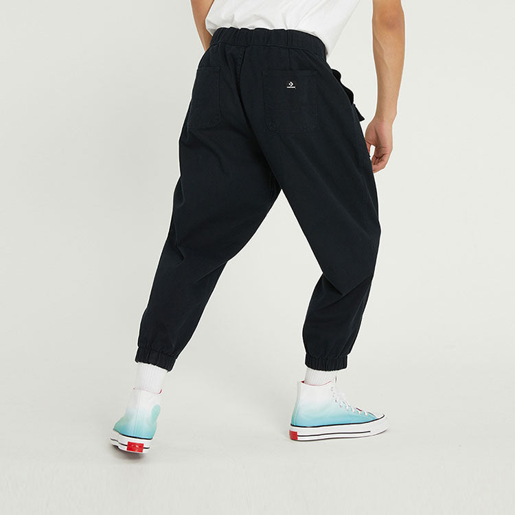 Men's Converse Solid Color Woven Bundle Feet Lacing Black Casual Pants/Trousers 10024161-A02