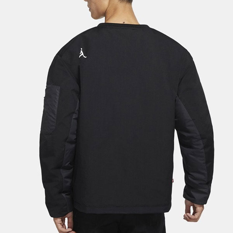 Air Jordan 23 Engineered Contrast Color Stitching Round Neck Pullover Padded Clothes Black DC9657-010