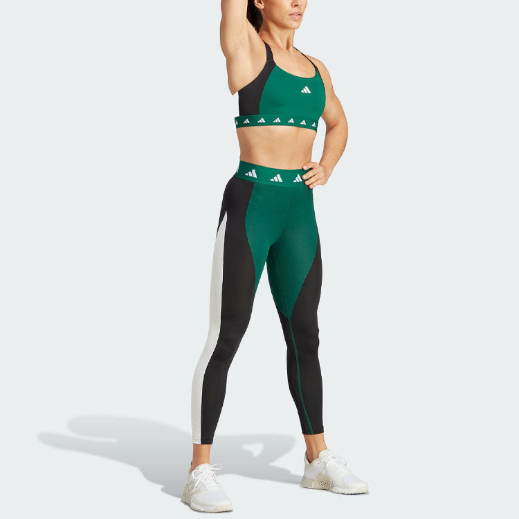 (WMNS) adidas Powerimpact Training Medium-support Techfit Colorblock Bra 'Collegiate Green White Black' IK6156