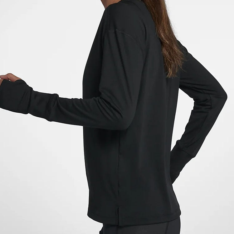(WMNS) Nike Element Casual Sports Round Neck Long Sleeves Running Hoodie Black 928742-010