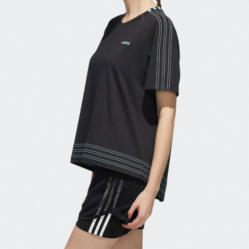 (WMNS) adidas neo AL C TSHIRT Sports Round Neck Short Sleeve Black DW7733