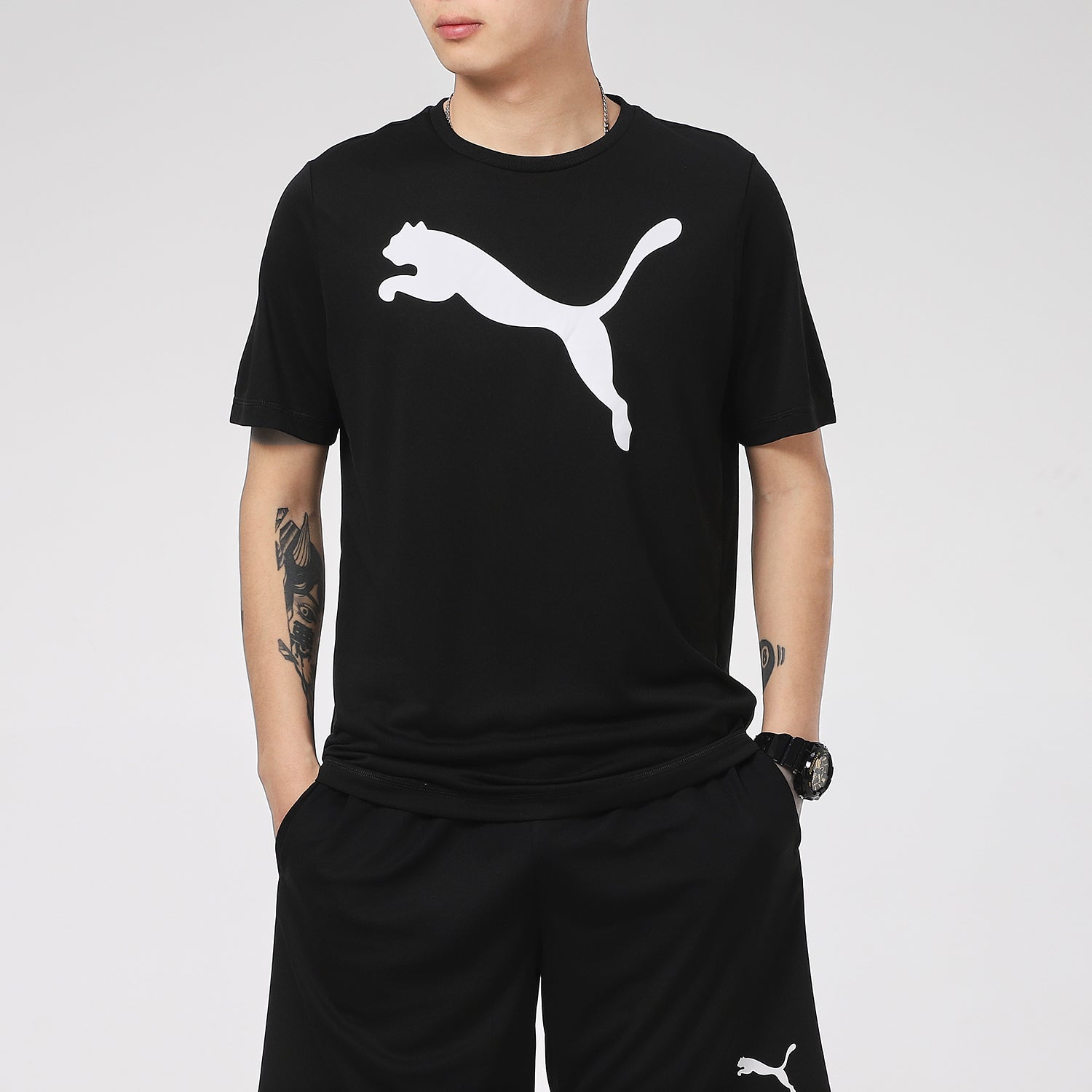 PUMA Active Big Logo Tee 'Black White' 588860-01