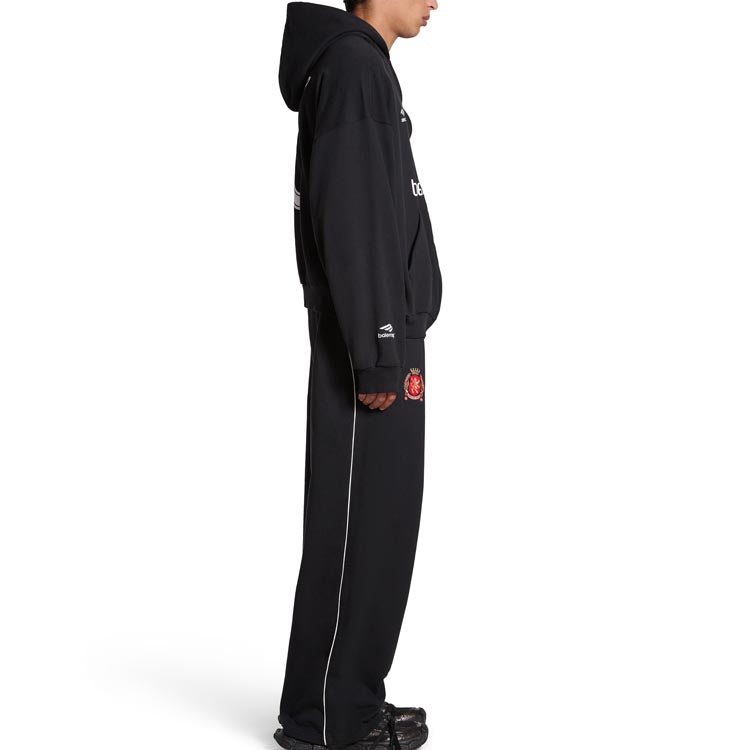 Balenciaga Paris Soccer Zip-up Hoodie Medium Fit 'Black White' 744457TPVS61070