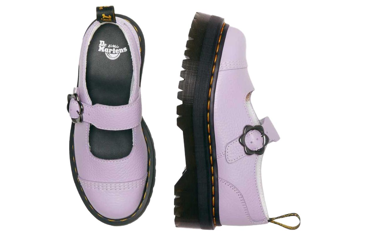 (WMNS) Dr. Martens Addina Flower Buckle Leather Platform Shoes 'Lilac' 30805308
