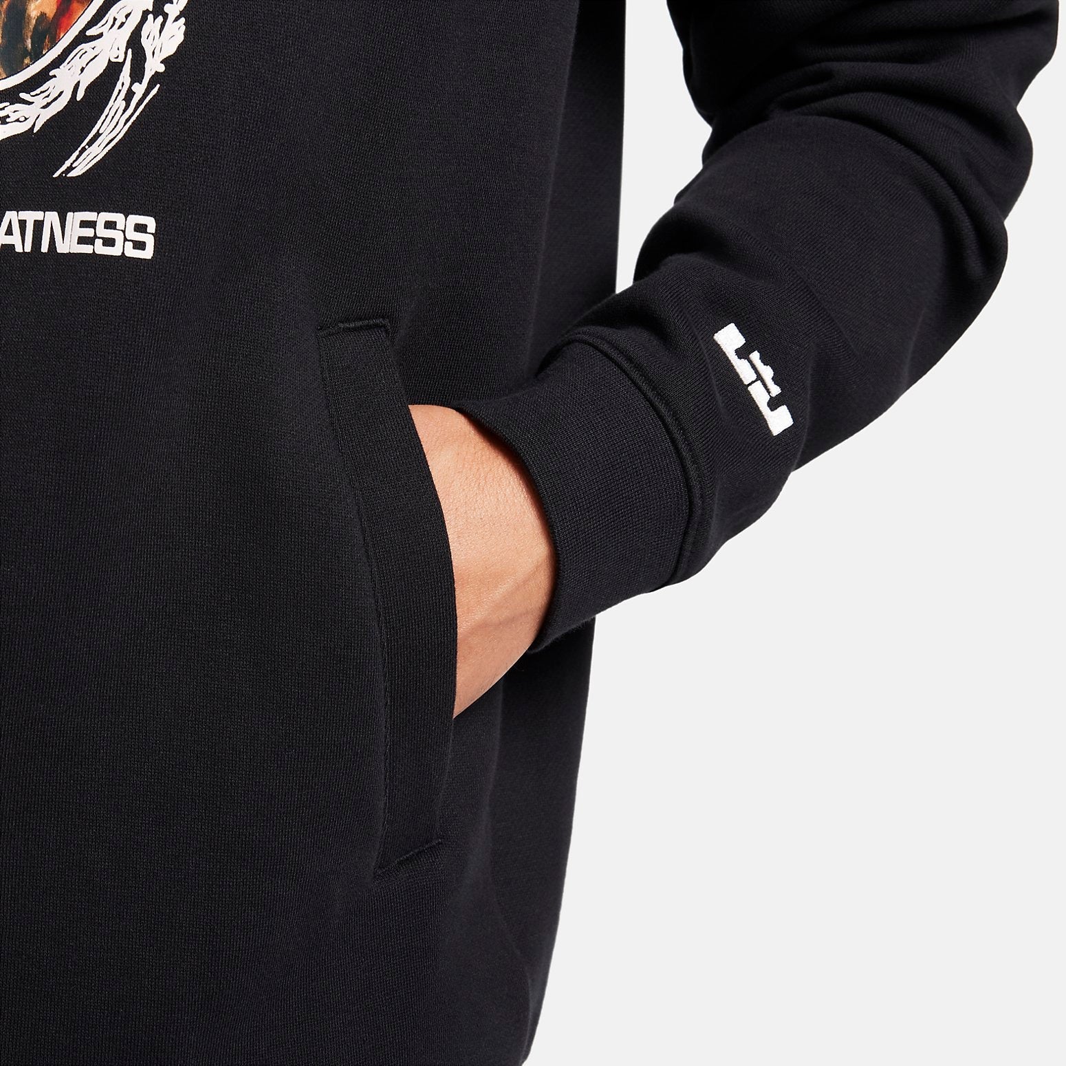 Nike Lebron Pullover Fleece Hoodie 'Black Lion Print' FB7124-010