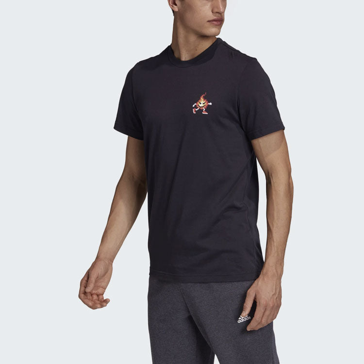 adidas 8-bit Platform Back Printing Sports Round Neck Short Sleeve Black FN1720