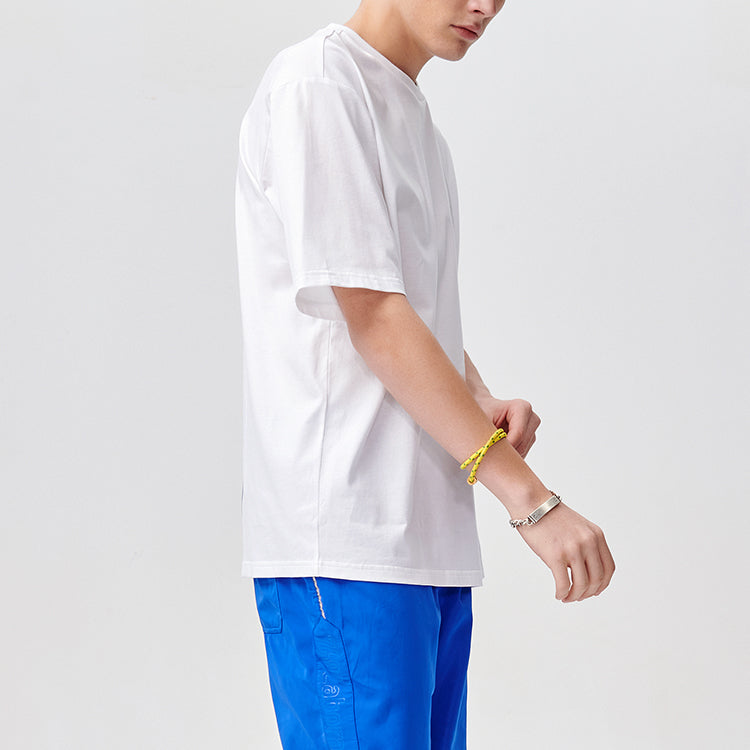 Men's FILA FUSION Contrasting Colors Logo Printing Loose Knit Sports Short Sleeve White T11M122114F-WT