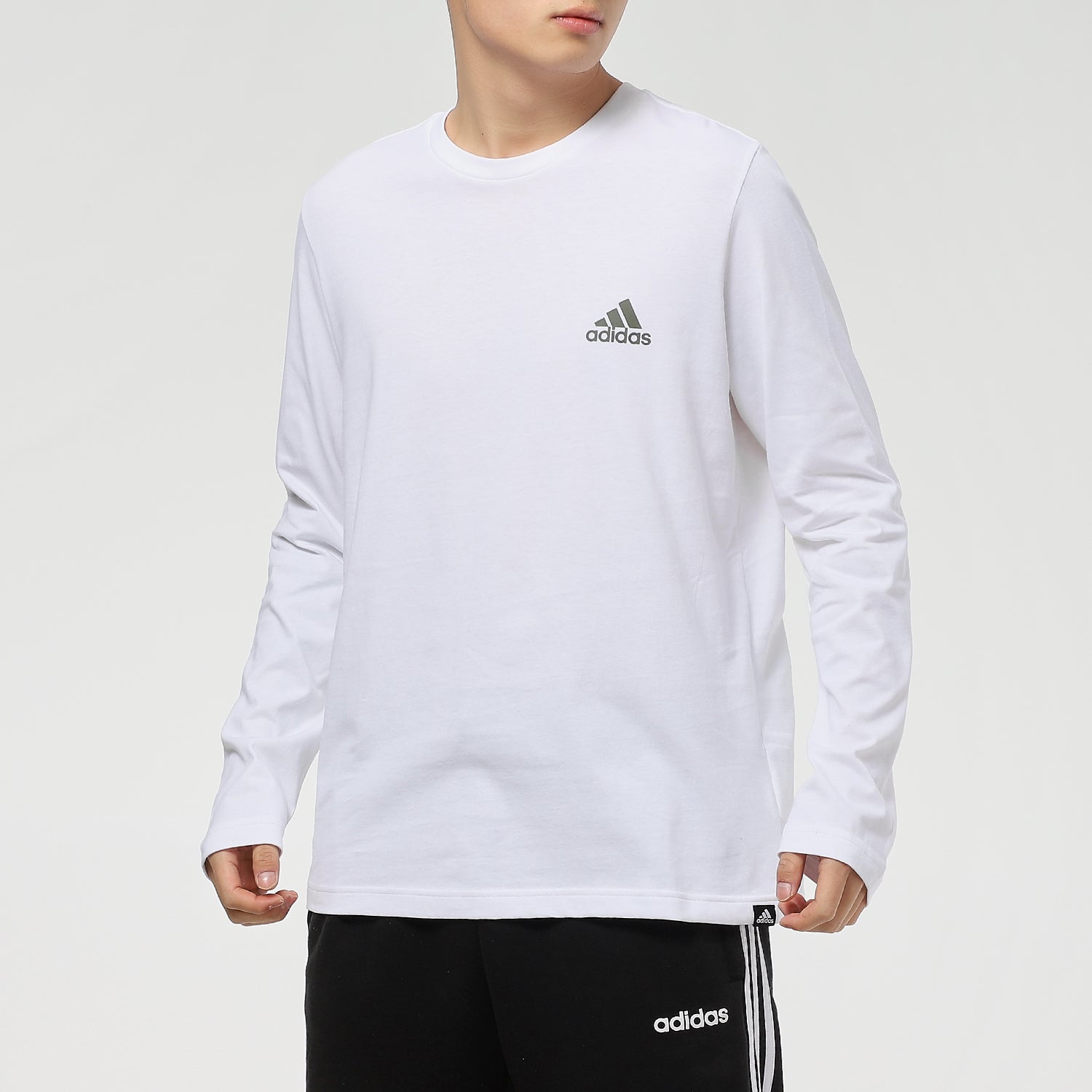 adidas Printed Solid Color Thin Crew Neck Pullover Men's White GL3230
