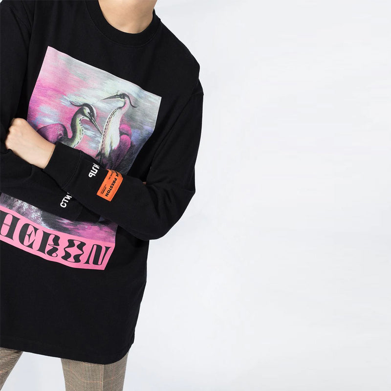 HERON PRESTON Heron Printing mid-length Long Sleeves Unisex Black HWAB012E20JER0011030